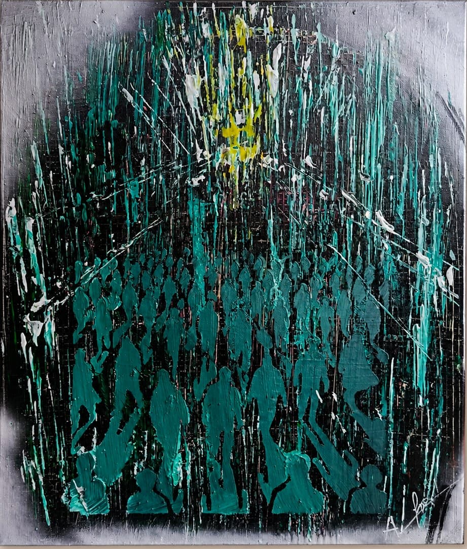 La foule — toile abstraite d'Alfred